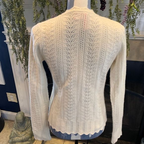 Charlotte Tarantola Women's S cream wool Angora snap up vintage look cardigan - Picture 6 of 10